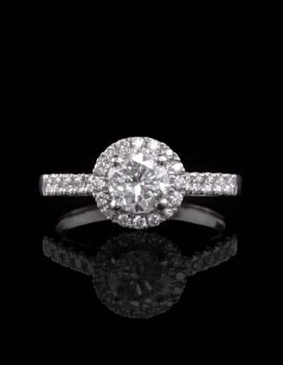 Halo Solitaire Diamant Ring / 750er Weißgold – 5.850 €
