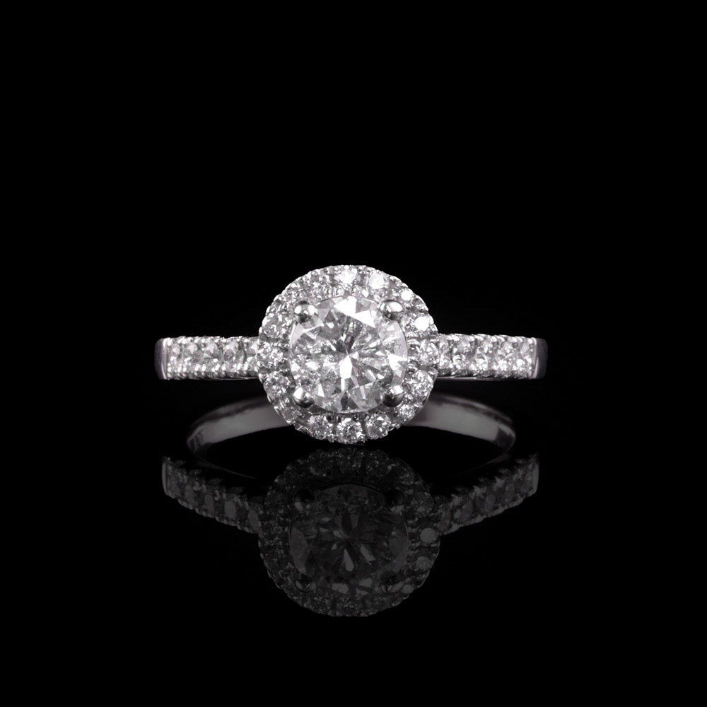 Halo Solitaire Diamant Ring / 750er Weißgold – 5.850 €